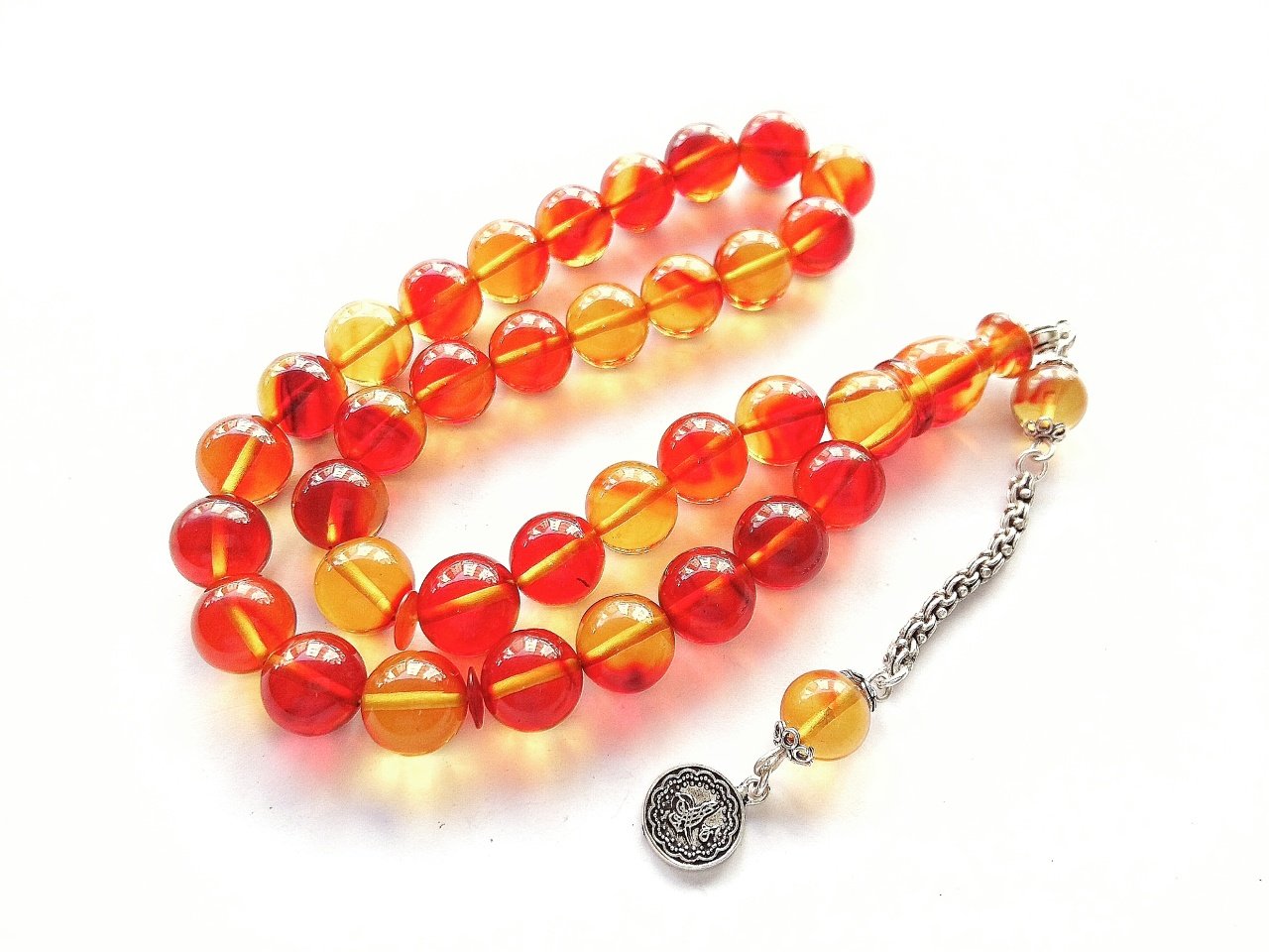 925 Ayar Gümüş Püsküllü Elinizden Birakmayacaginiz Birinci Kalite Malzemeden Yapılmış Küre Kesim Ateş Kehribar Tesbih