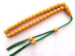 Özel Tasarım İp Püsküllü Tekerlek Kesim Çubuk Malz. Sıkma Kehribar Tesbih