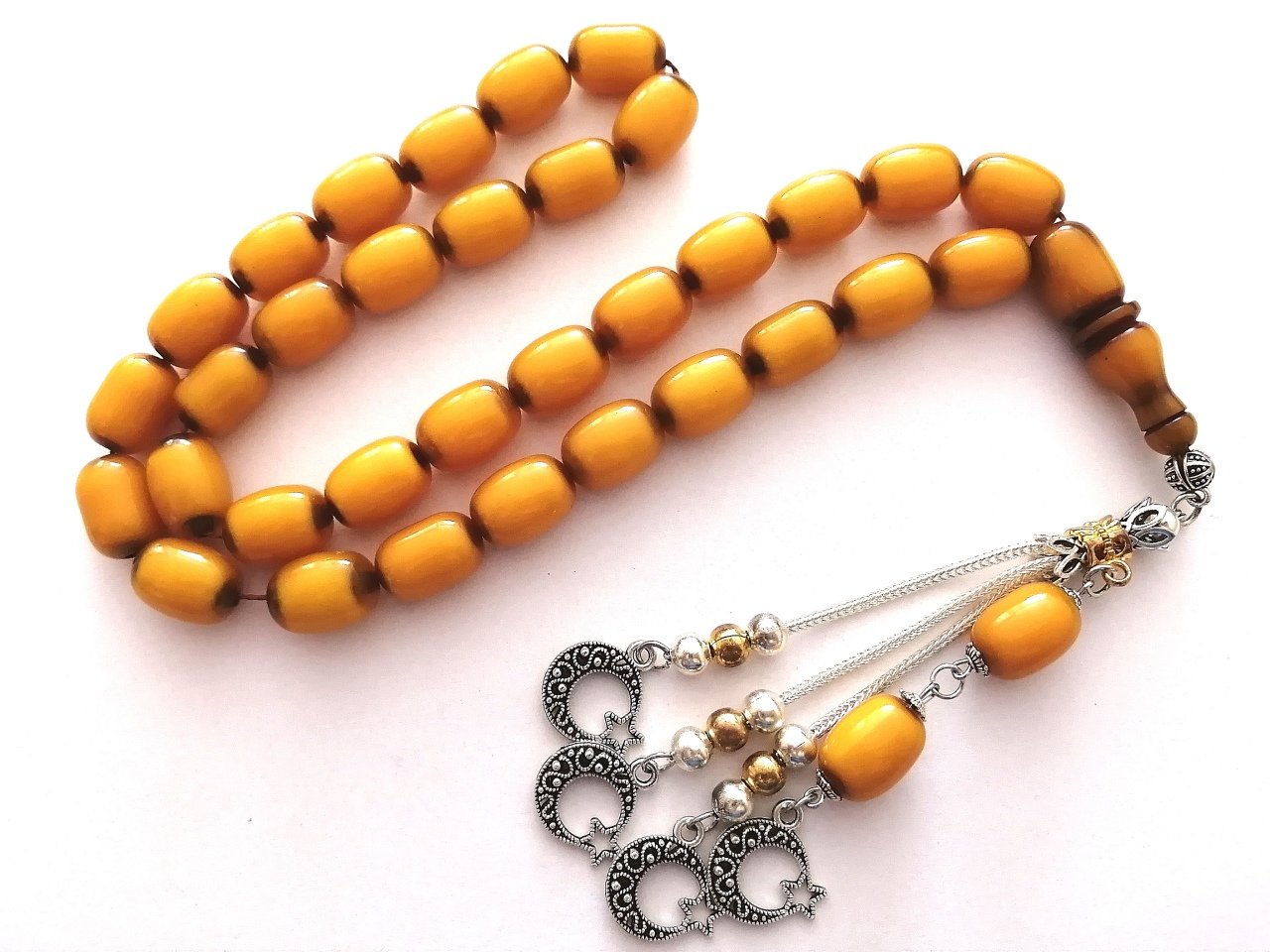 Alpaka Püsküllü Kapsül Kesim Çubuk Malzeme Sıkma Kehribar Tesbih