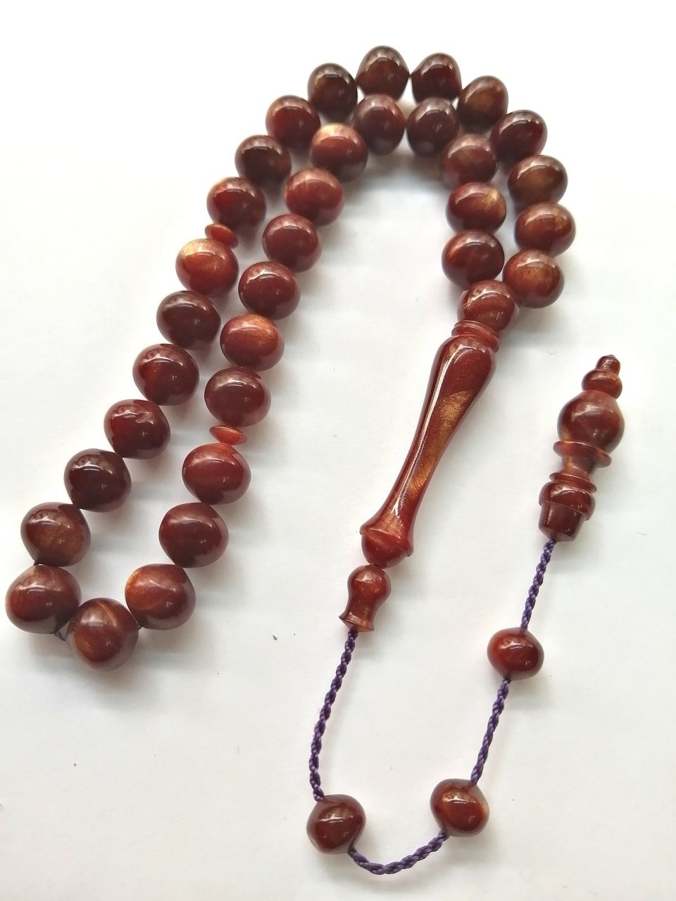 Sistem Püsküllü Özel İşçilikli Sıgırcık Kesim Sıkma Kehribar Tesbih