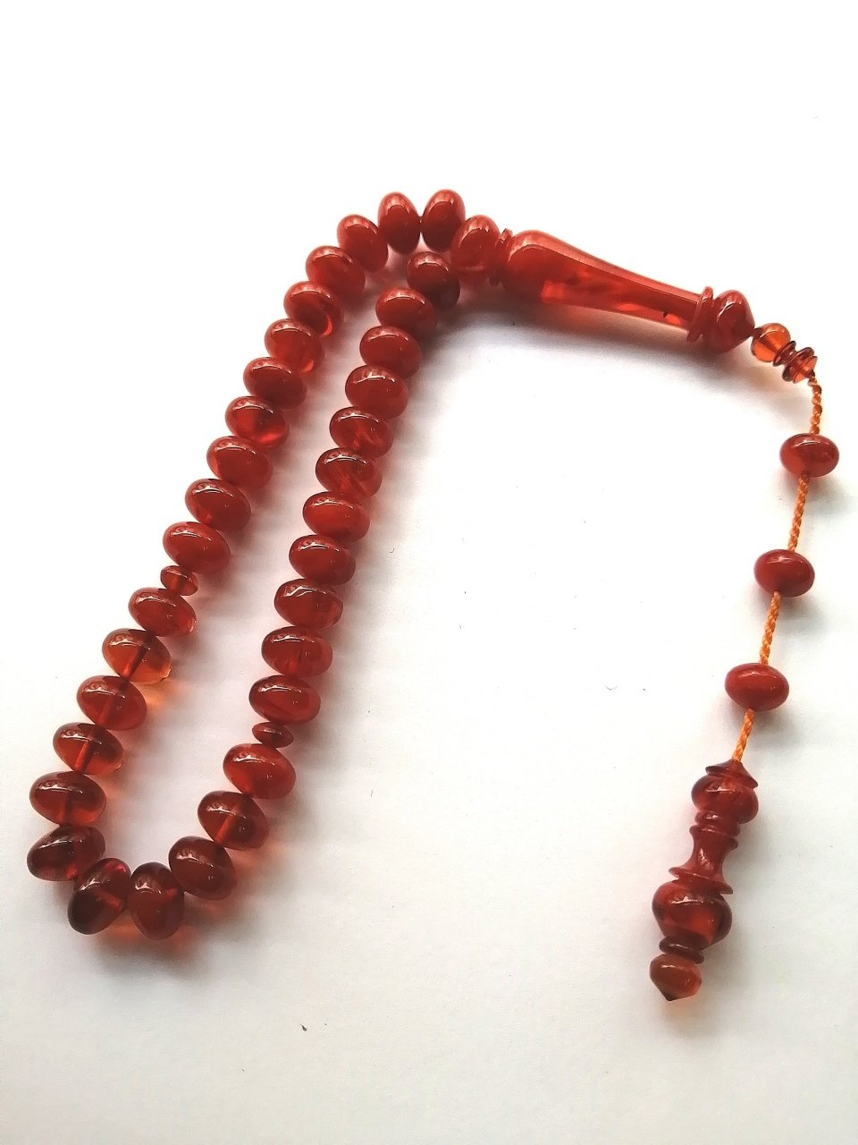 Sistem Püsküllü Basık Kesim Bilek Boy İmamesi Özel işçilikli Sıkma Kehribar Tesbih