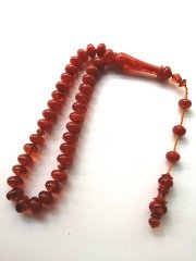 Sistem Püsküllü Basık Kesim Bilek Boy İmamesi Özel işçilikli Sıkma Kehribar Tesbih