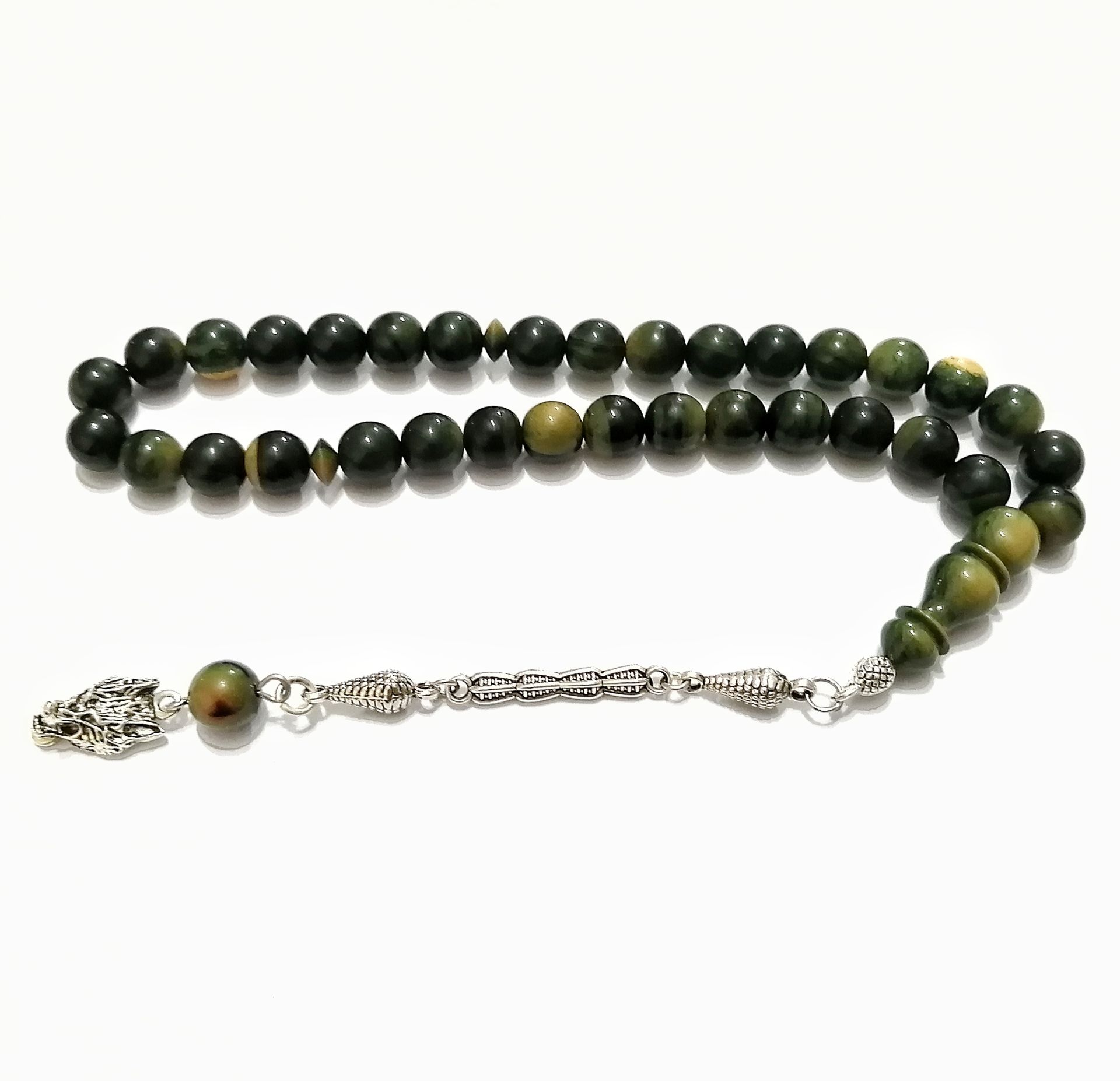 Gümüş Kaplama Alpaka Püsküllü Küre Kesim Katalin Tesbih