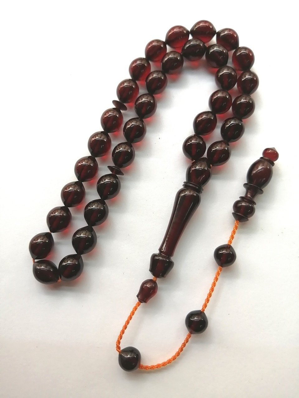 Sistem Püsküllü İmamesi Özel işçilikli Beyzi Kesim Ateş Kehribar Tesbih