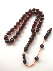 Sistem Püsküllü İmamesi Özel işçilikli Tombul Beyzi Kesim Ateş Kehribar Tesbih