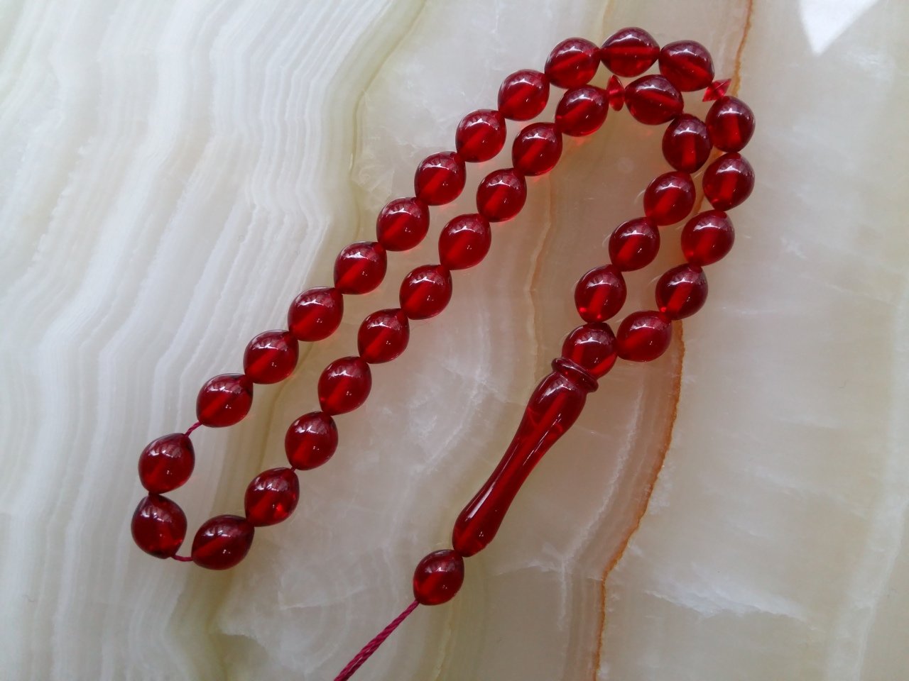 Kırmızı Ateş Kehribar Tesbih