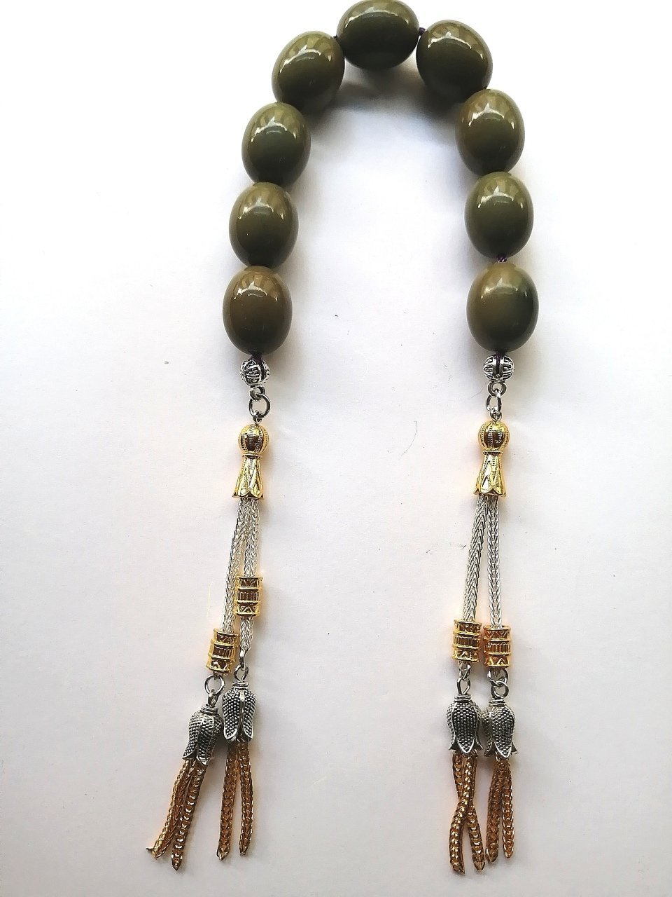 Alpaka Püsküllü Sıkma Kehribar Zaza Tesbih