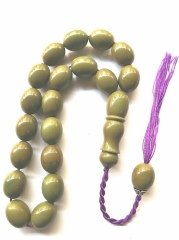 İp Püsküllü İri Boy Beyzi Kesim Sıkma Kehribar Tesbih