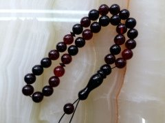 Siyah Kırmızı Renkli Ateş Kehribar Tesbih