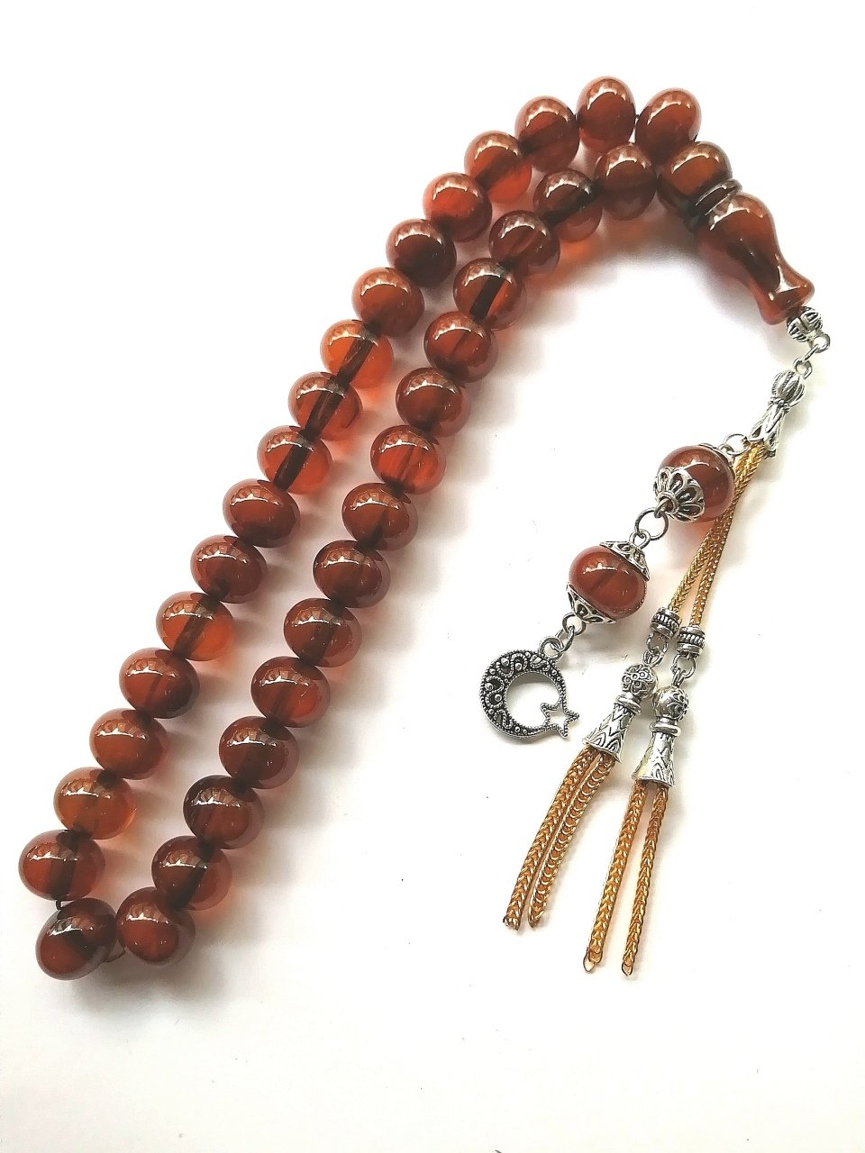 Alpaka Püsküllü Sıgırcık Kesim Dik Hareli Çubuk Malzeme Sıkma Kehribar Tesbih