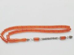 925 Ayar Gümüş Püsküllü Kesme Model Sıkma Kehribar Tesbih