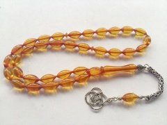 925 Ayar Gümüş Püsküllü Ateş Kehribar Tesbih