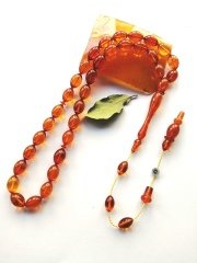 Özel Üretim İmzalı & Sikkeli Beyzi Kesim Sıkma Kehribar Tesbih