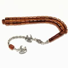 Gümüş Kaplama Alpaka Püsküllü Kapsül Kesim Sıkma Kehribar Tesbih