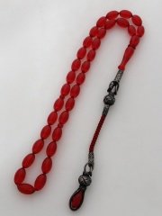 Gümüş Kazaz Püsküllü Piyasanın En Kaliteli Hammadesinden Yapılmış Kolleksiyonluk Ateş Kehribar Tesbih