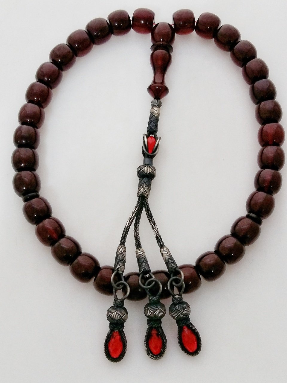 Gümüş Kazaz Püsküllü Piyasanın En Kaliteli Hammadesinden Yapılmış Kolleksiyonluk Ateş Kehribar Tesbih