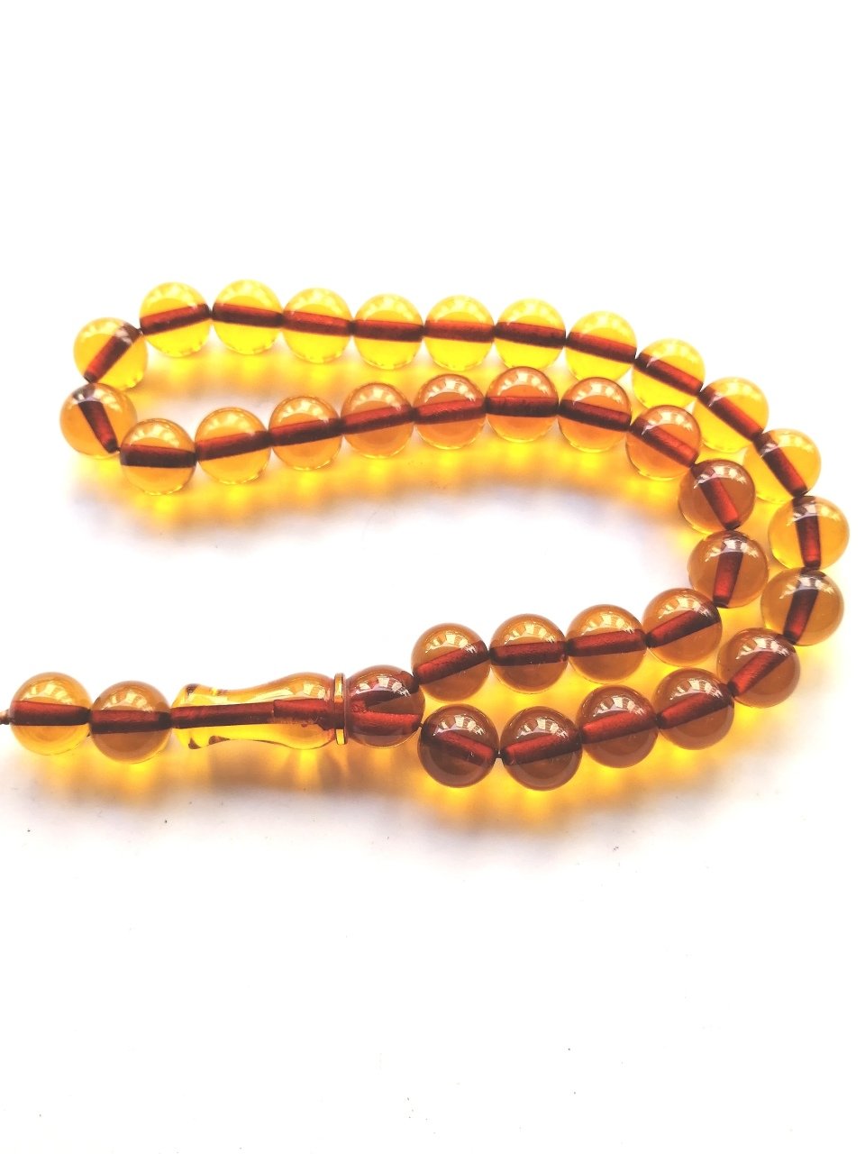 İp Yolu Eskitme Yapılmış Küre Kesim Çubuk Malzeme Ateş Kehribar Tesbih