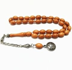 Gümüş Kaplama Alpaka Püsküllü Beyzi Kesim Sıkma Kehribar Tesbih