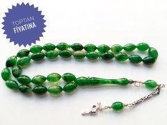 925 Ayar Gümüş Püsküllü Beyzi Kesim Sıkma Kehribar Tesbih