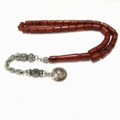 Gümüş Kaplama Alpaka Püsküllü Yumuşak Kesme Model Sıkma Kehribar Tesbih