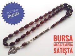 Yeşil Yansimalı 925 Ayar Gümüş Püsküllü Sıkma Kehribar Tesbih