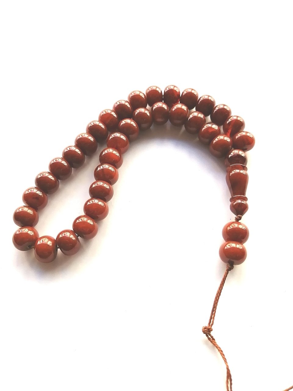 Basık Kesim Bilek Boy Fırınlı Sıkma Kehribar Tesbih