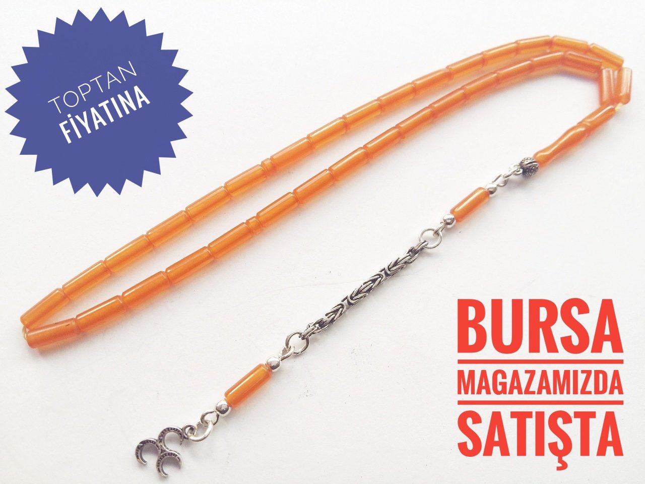 925 Ayar Gümüş Püsküllü Kesme Model Sıkma Kehribar Tesbih