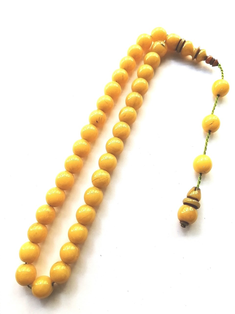 Sistem Püsküllü Özel İşçilikli Hareli Sıkma Kehribar Tesbih