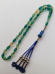 Metal Elişi Kazaz Püsküllü Beyzi Kesim Özel İşçilikli Ateş Kehribar Tesbih