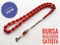 925 Ayar Gümüş Püsküllü Sıkma Kehribar Tesbih