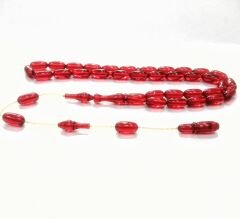 Sistem Püsküllü Şenalp Model Kırmızı Ateş Kehribar Tesbih