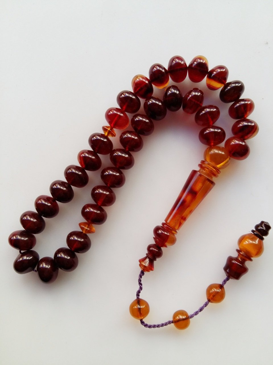 Sistemli Özel İşçilikli Kolleksiyonluk Mercimek Kesim Sıkma Kehribar Tesbih