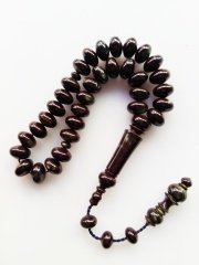 Sistemli Özel İşçilikli Kolleksiyonluk Mercimek Kesim Sıkma Kehribar Tesbih