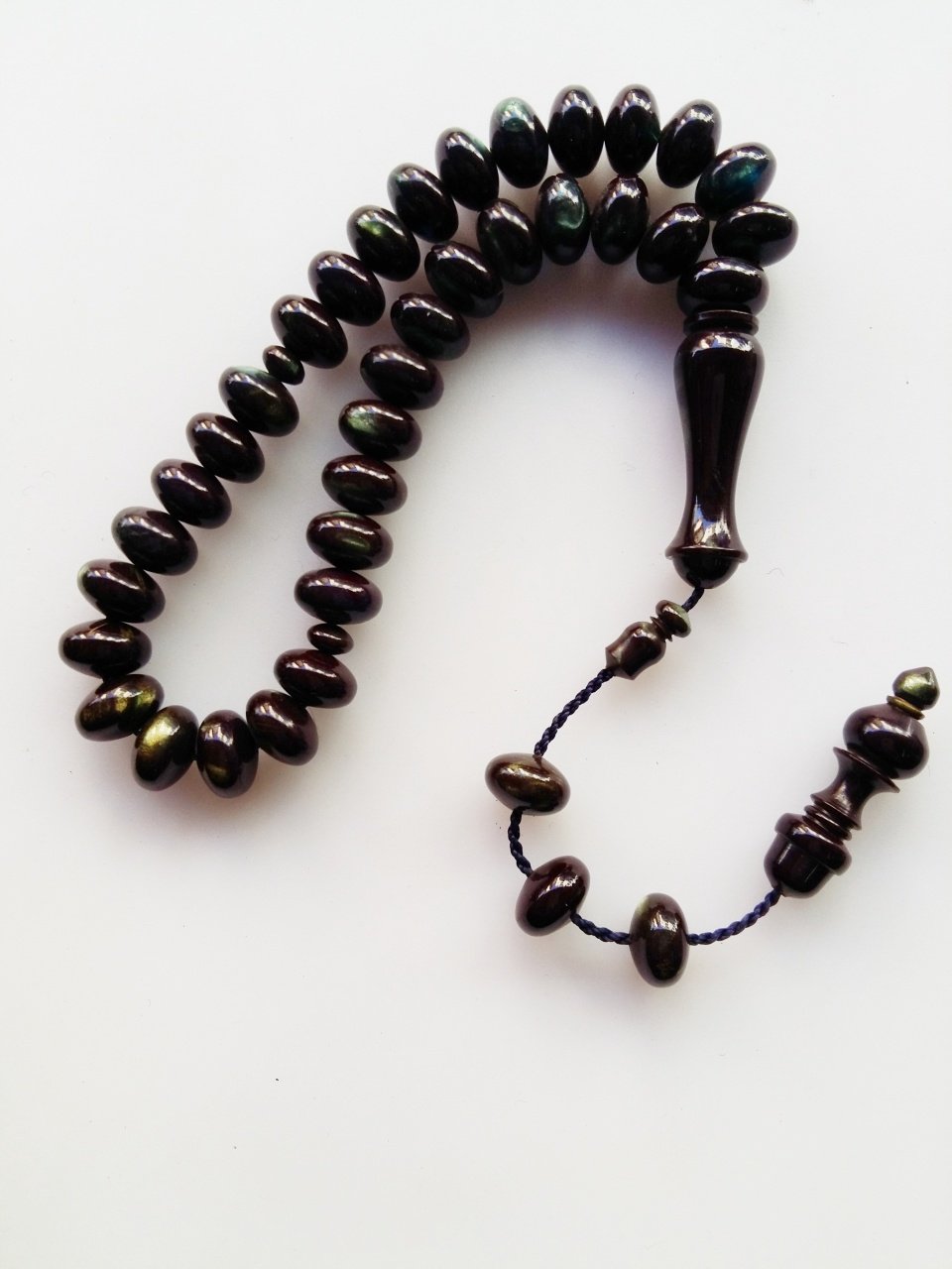 Sistemli Özel İşçilikli Kolleksiyonluk Mercimek Kesim Sıkma Kehribar Tesbih