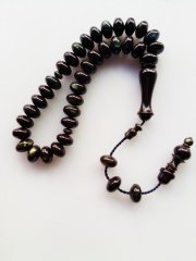 Sistemli Özel İşçilikli Kolleksiyonluk Mercimek Kesim Sıkma Kehribar Tesbih