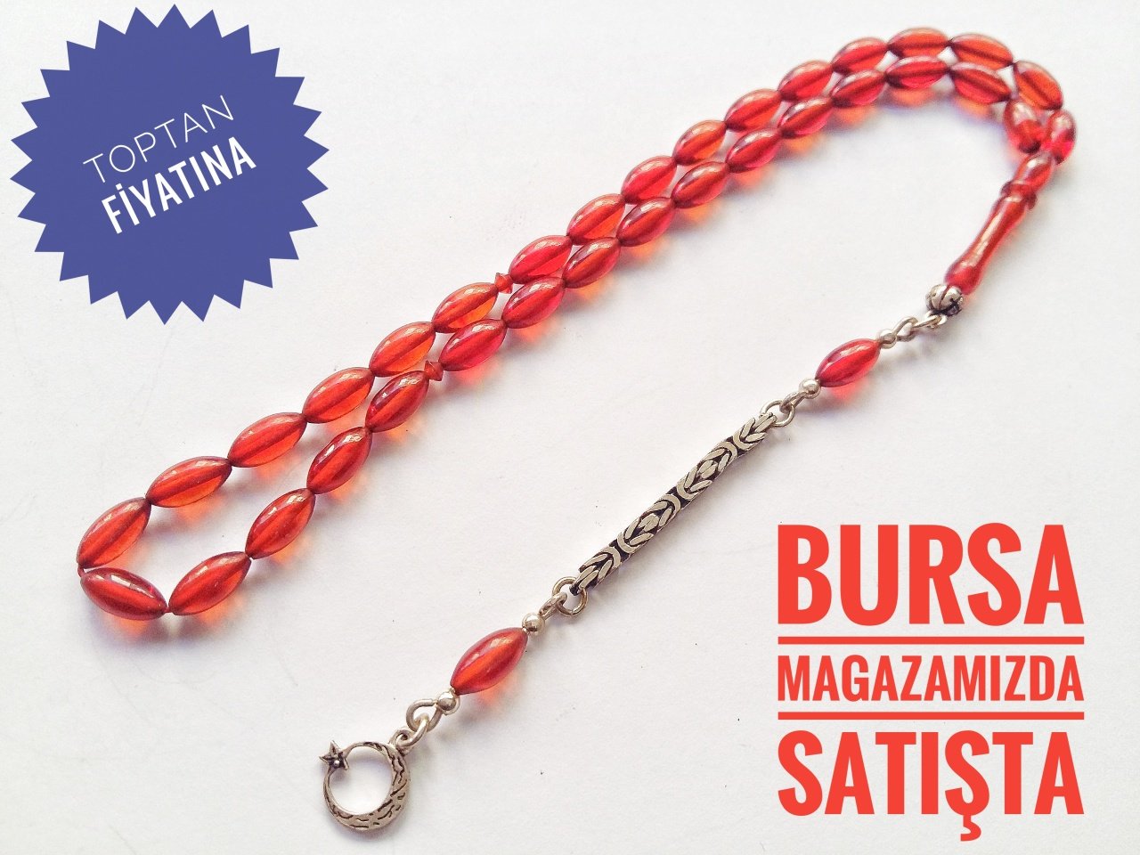 925 Ayar Gümüş Püsküllü Sıkma Kehribar Tesbih