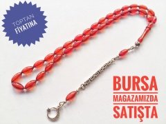 925 Ayar Gümüş Püsküllü Sıkma Kehribar Tesbih