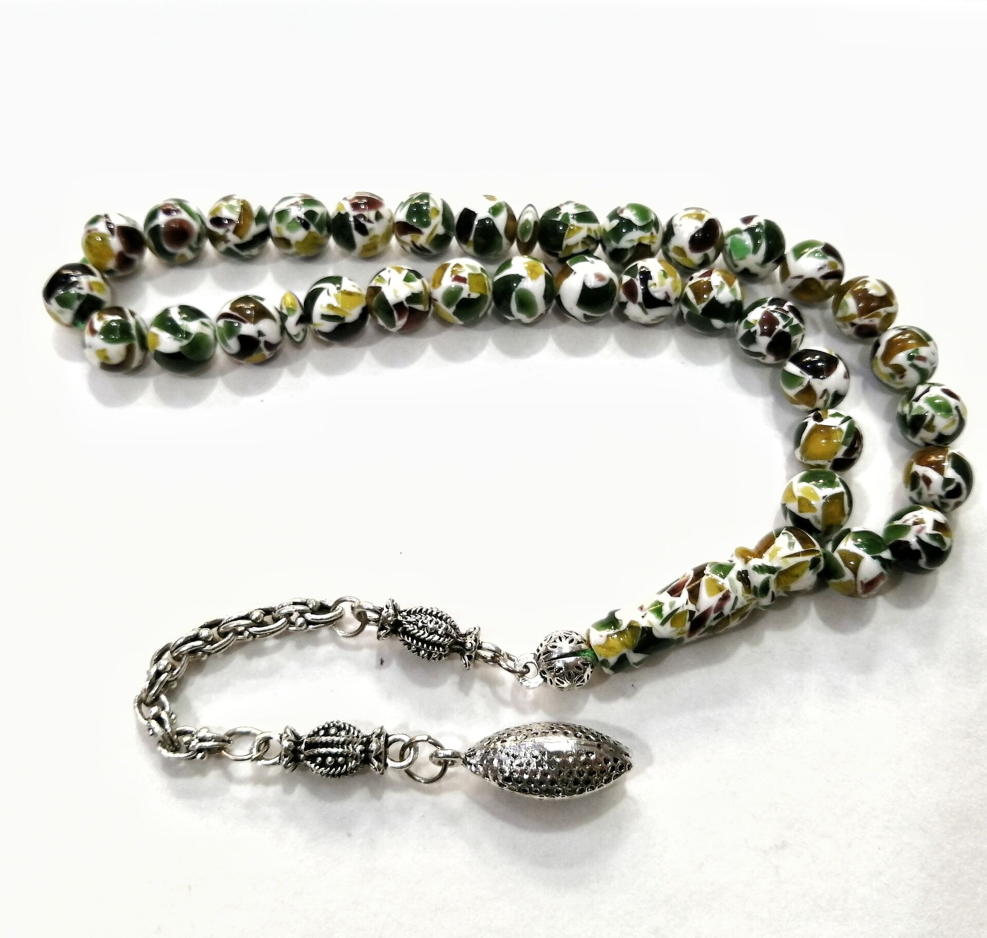 Gümüş Kaplama Alpaka Püsküllü Kokulu Tesbih