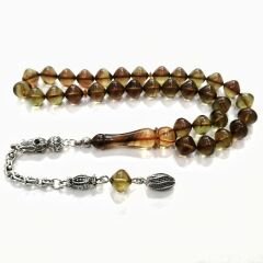 Gümüş Kaplama Alpaka Püsküllü İstanbul Kesim Sıkma Kehribar Tesbih