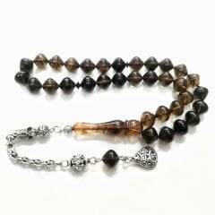 Gümüş Kaplama Alpaka Püsküllü İstanbul Kesim Sıkma Kehribar Tesbih