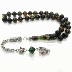 Gümüş Kaplama Alpaka Püsküllü İstanbul Kesim Sıkma Kehribar Tesbih