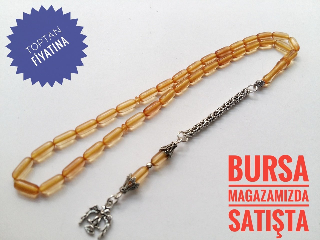 925 Ayar Gümüş Püsküllü Kapsül Kesim Sıkma Kehribar Tesbih