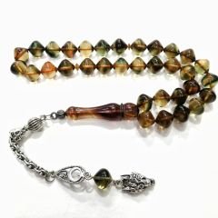 Gümüş Kaplama Alpaka Püsküllü Istanbul Kesim Sıkma Kehribar Tesbih