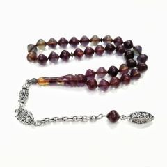 Gümüş Kaplama Alpaka Püsküllü Istanbul Kesim Sıkma Kehribar Tesbih