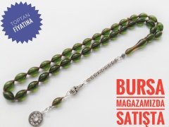 925 Ayar Gümüş Püsküllü Beyzi Kesim Ateş Kehribar Tesbih