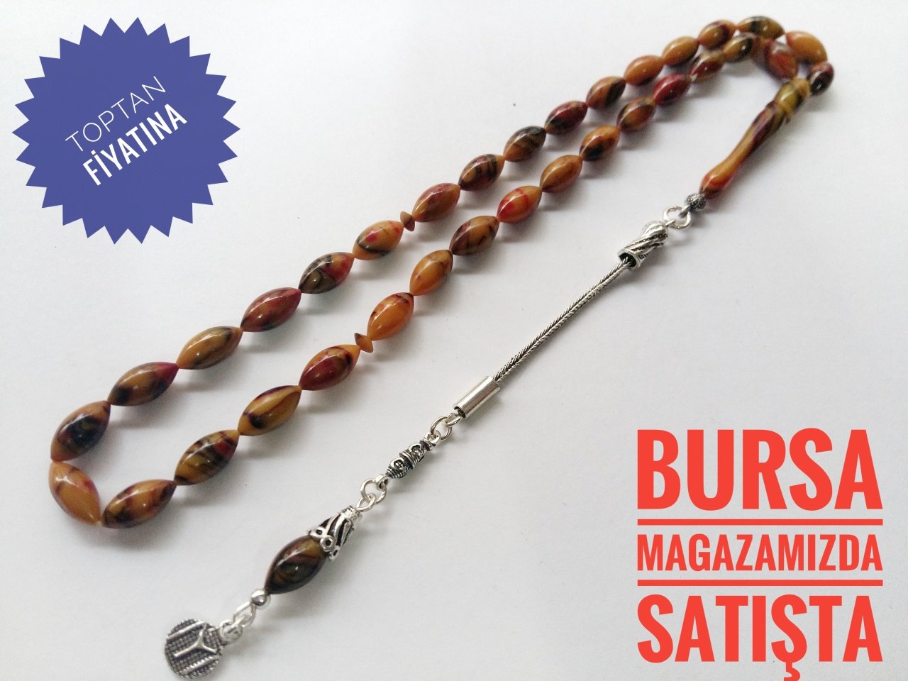 925 Ayar Gümüş Püsküllü Özel Tasarım Süper Sıkma Kehribar Tesbih