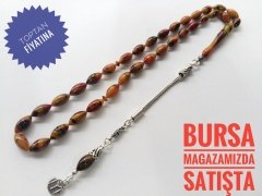 925 Ayar Gümüş Püsküllü Özel Tasarım Süper Sıkma Kehribar Tesbih