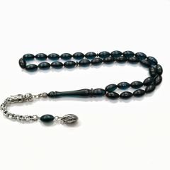 Gümüş Kaplama Alpaka Püsküllü Beyzi Kesim Ateş Kehribar Tesbih