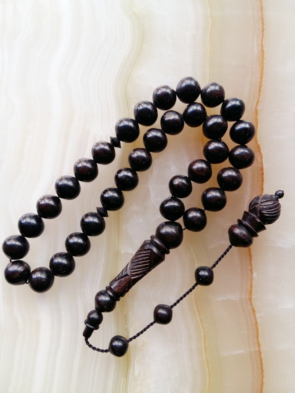 Sistemli imamesi İşçilikli Abanoz Ağacı Tesbih