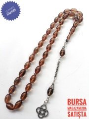 925 Ayar Gümüş Püsküllü Ateş Kehribar Tesbih